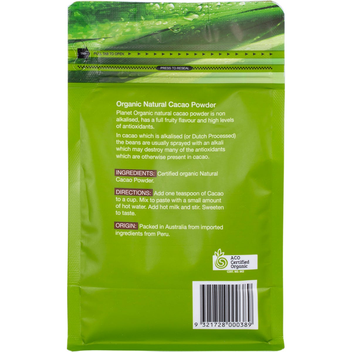 Planet Organic Cacao Powder 175g - Planet Organic