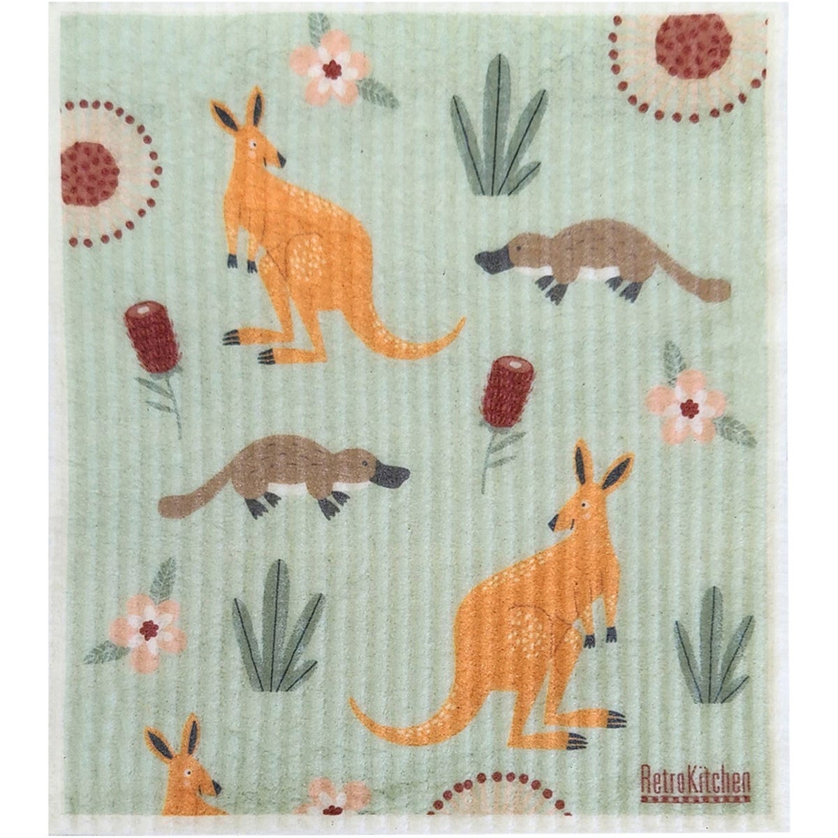 Retrokitchen 100% Compostable Sponge Cloth Kangaroos - Retrokitchen
