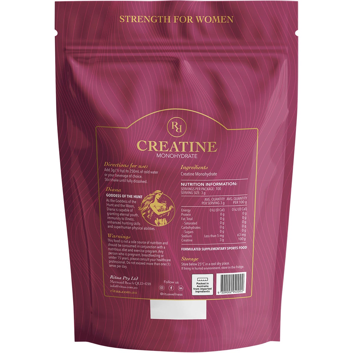 Ritua Creatine Monohydrate Strength For Women 300g - Ritua