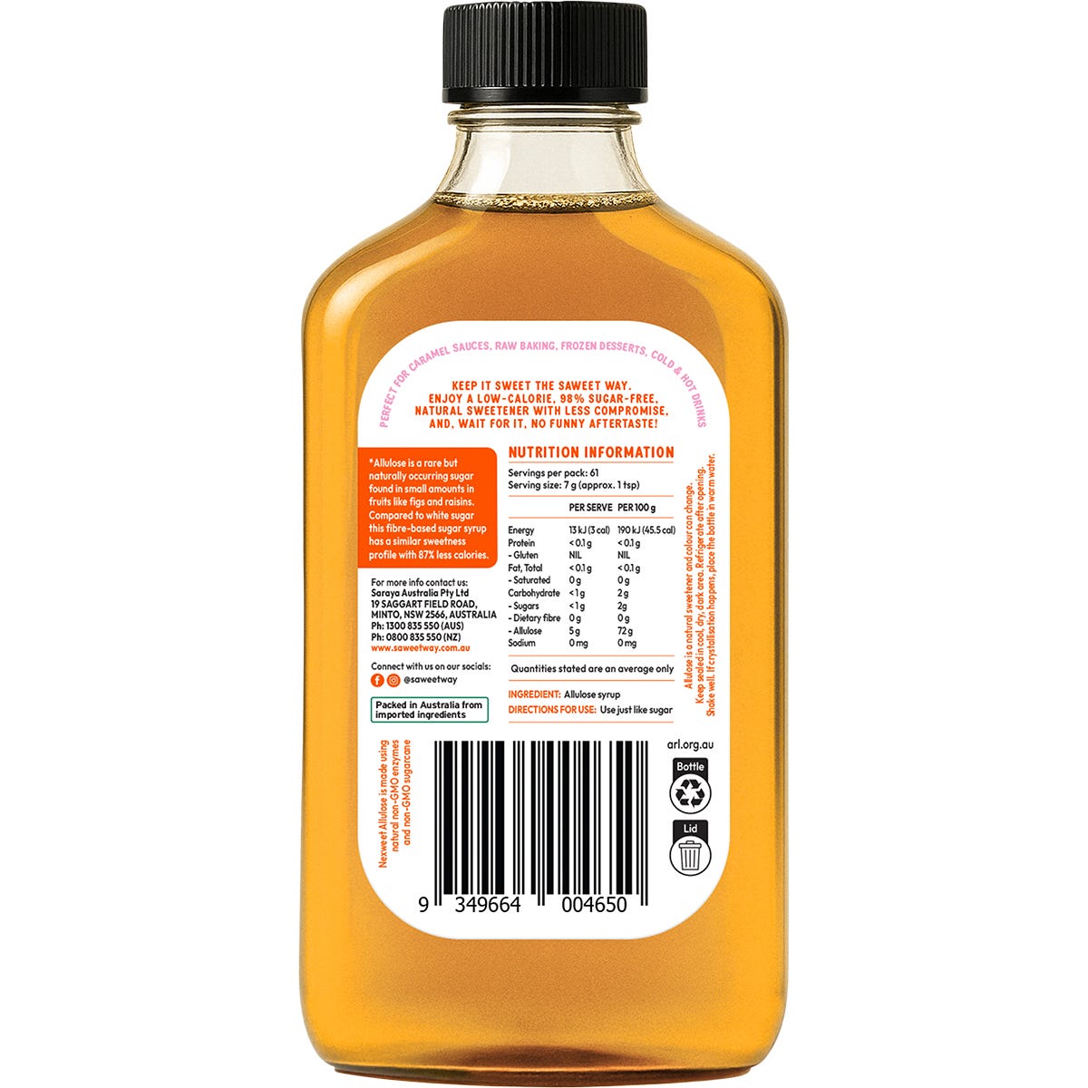 Saweet Way Pure Allulose Natural Sweetener Syrup 430g - Saweet Way