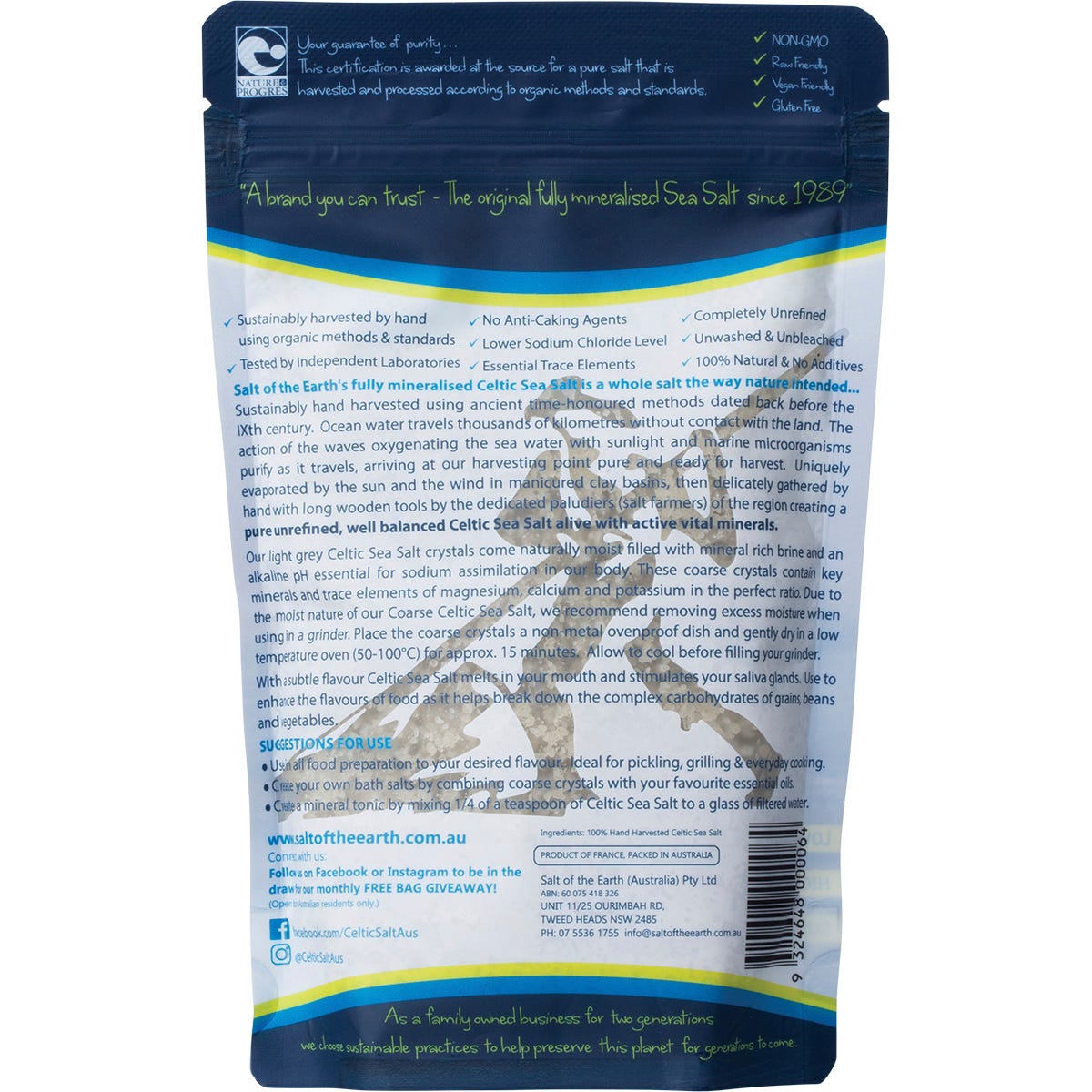 SALT OF THE EARTH Celtic Sea Salt Coarse 250g - SALT OF THE EARTH