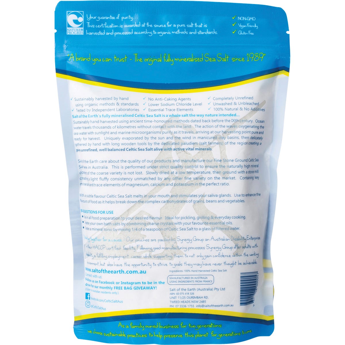 SALT OF THE EARTH Celtic Sea Salt Fine 650g - SALT OF THE EARTH