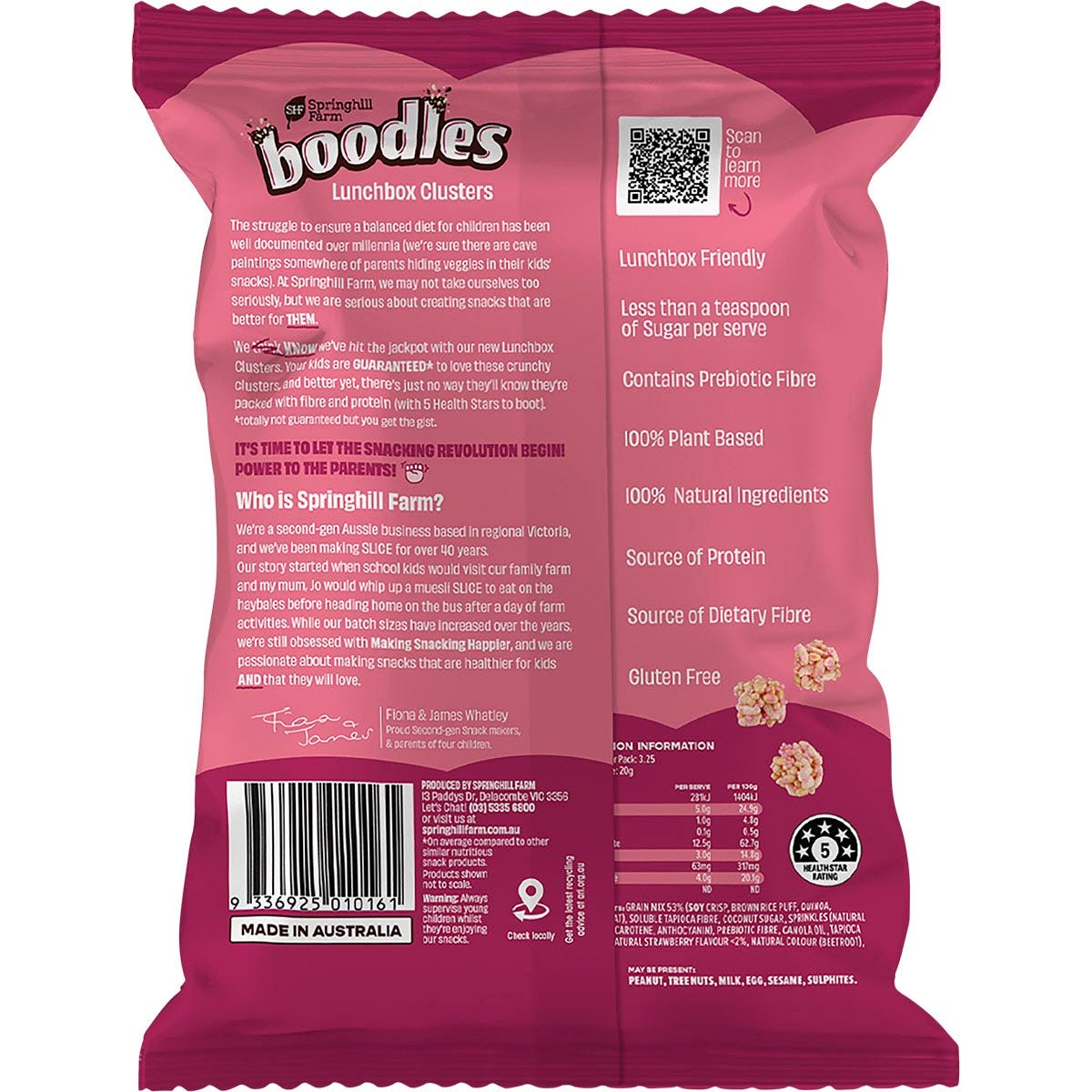 Springhill Farm Boodles Lunchbox Clusters Strawberry 65g - Springhill Farm