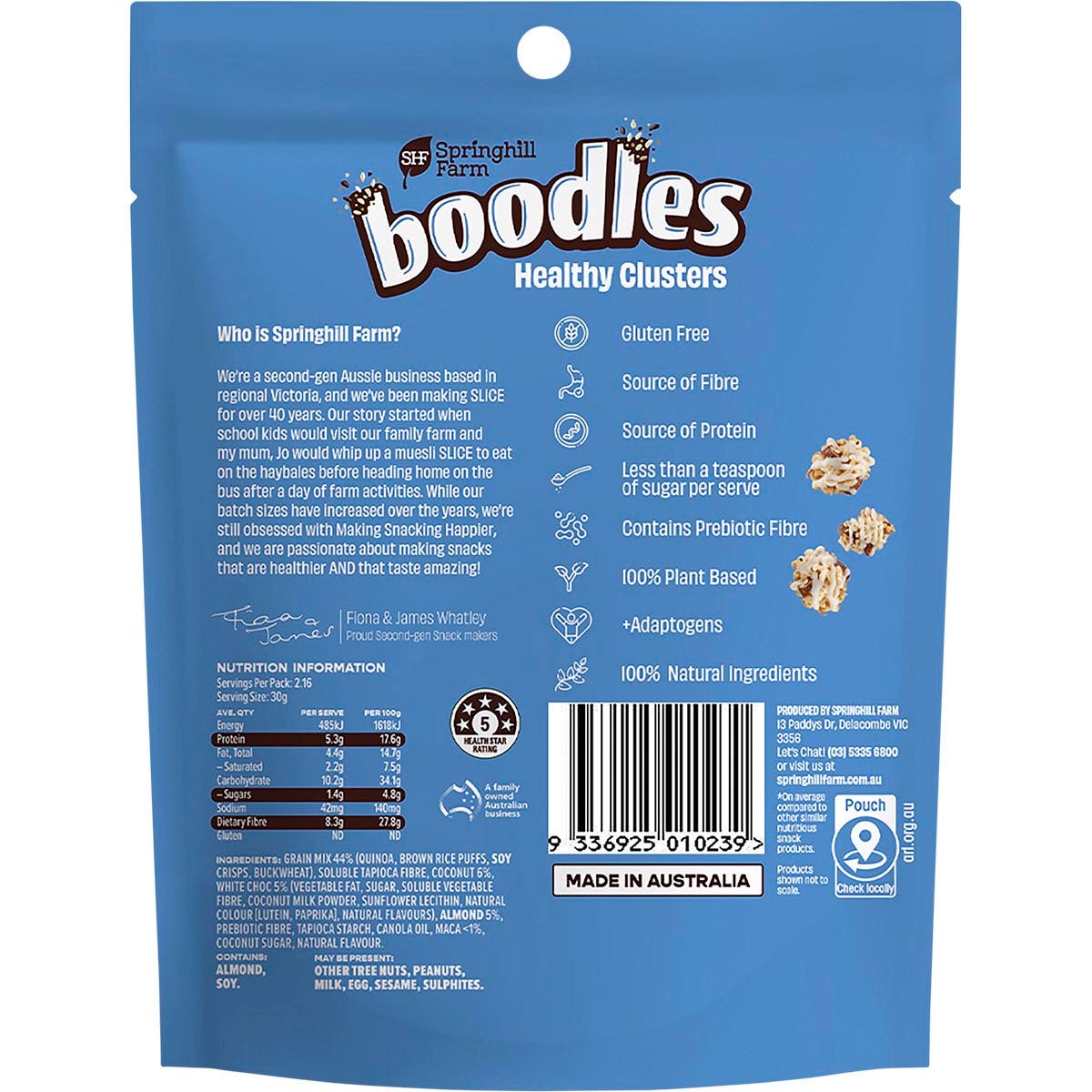 Springhill Farm Boodles Healthy Clusters BLISS Coconut & Almond 65g - Springhill Farm