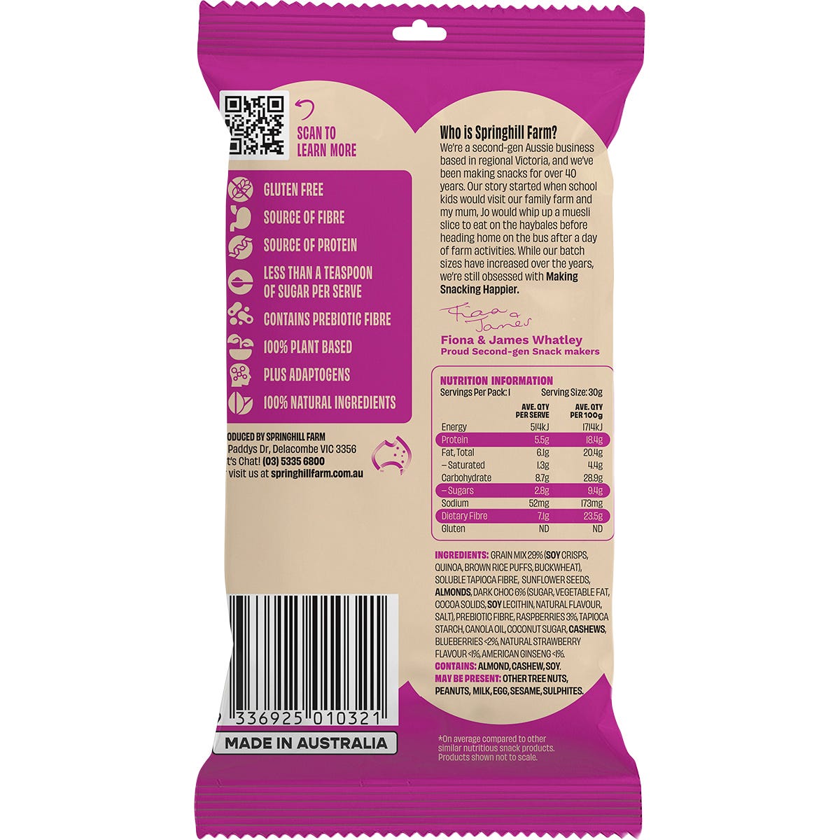 Springhill Farm Boodles Healthy Clusters BOLSTER Mixed Berries 10x30g - Springhill Farm