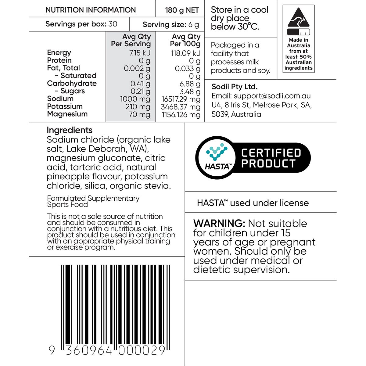 Sodii Everyday Hydration Salts Salty Pineapple 30pk - Sodii