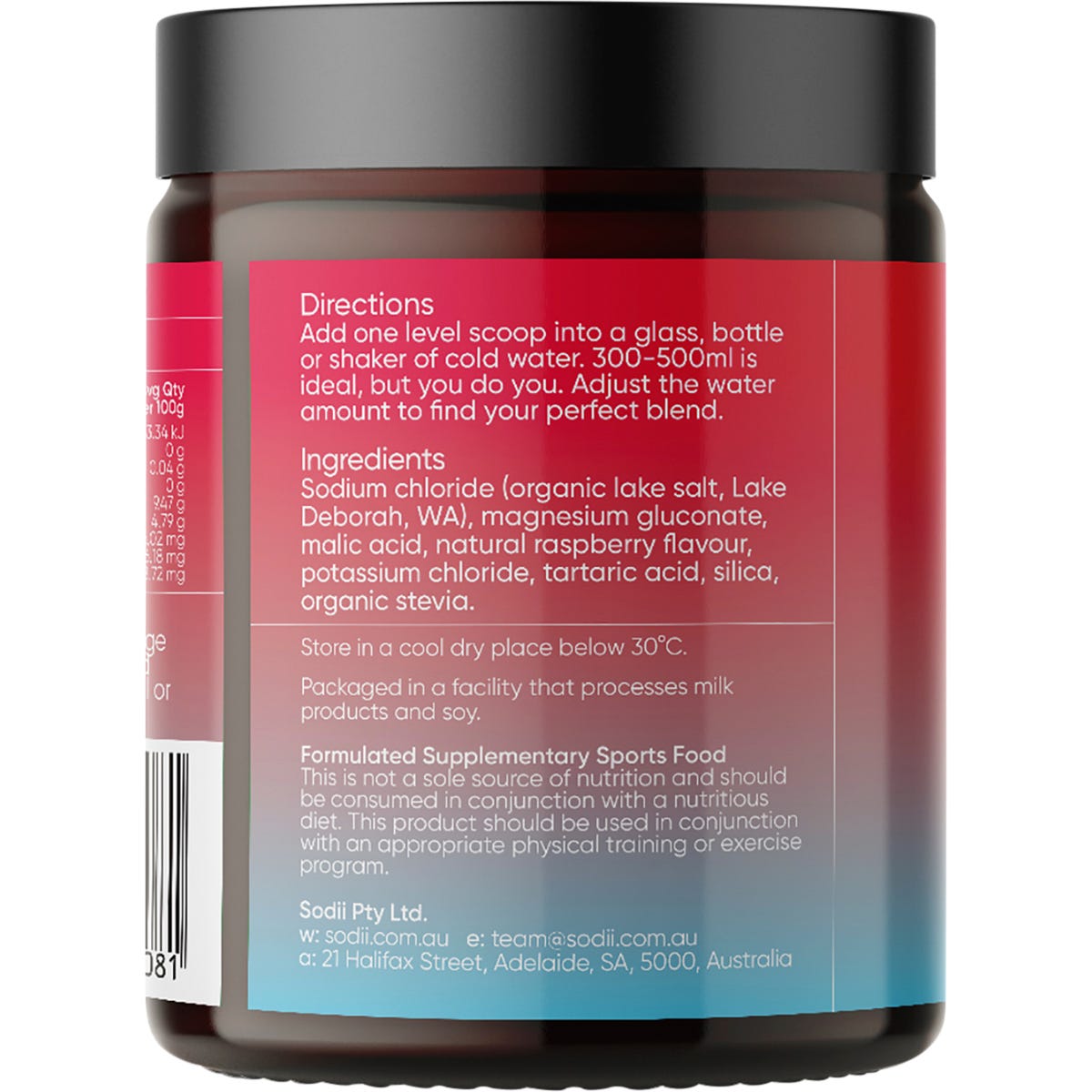 Sodii Everyday Hydration Salts Salty Raspberry 185g - Sodii
