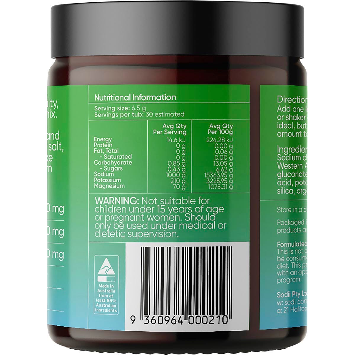 Sodii Everyday Hydration Salts Salty Kiwi 185g - Sodii