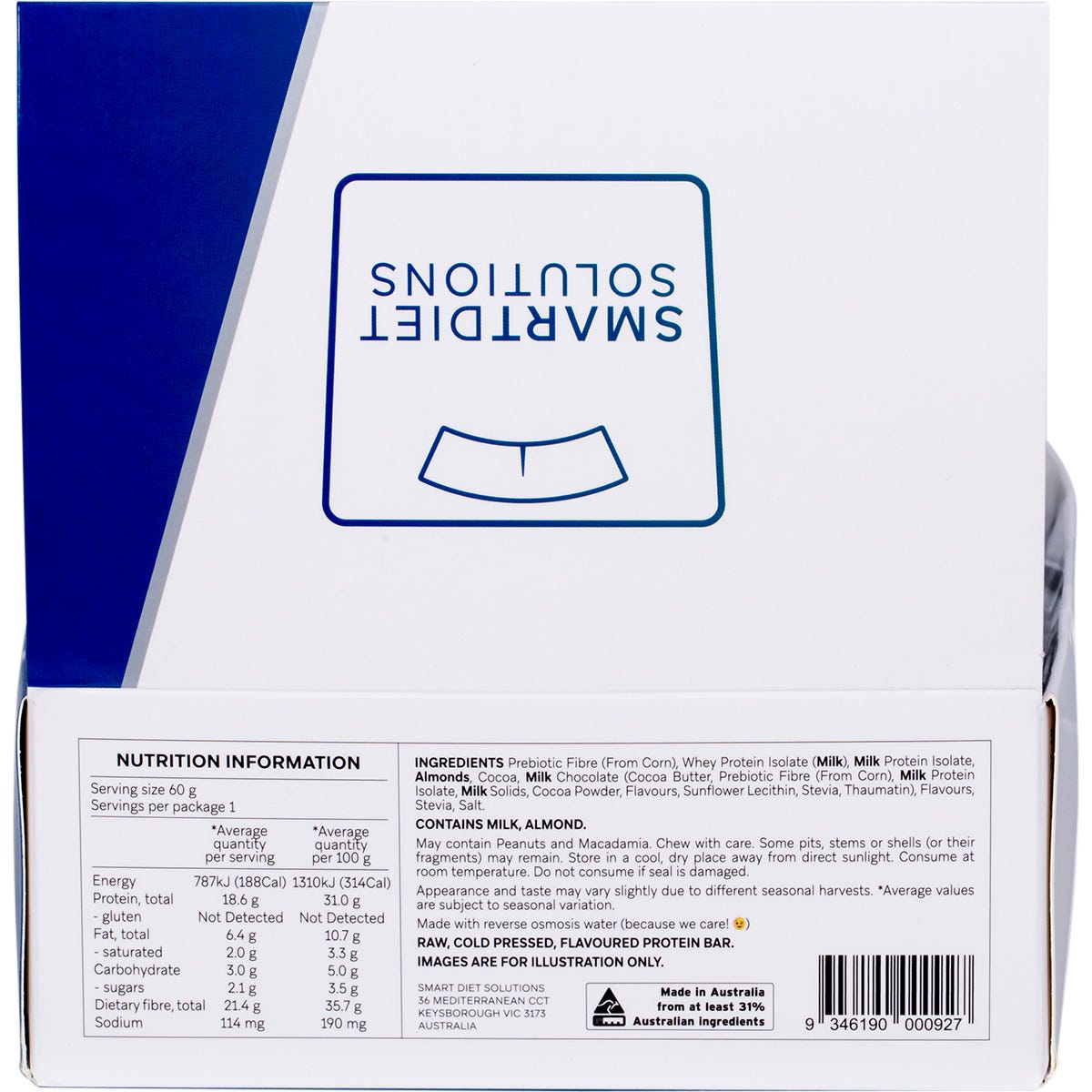 Smart Protein Bar Chocolate Choc Chip Flavour Protein Bar 12x60g - Smart Protein Bar