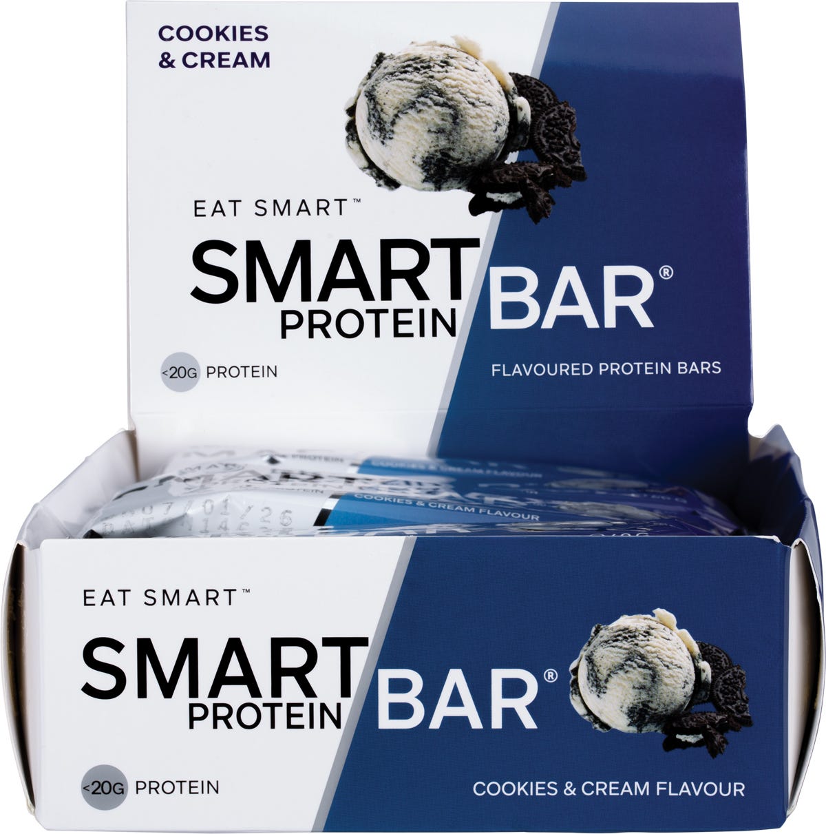Smart Protein Bar Cookies & Cream Flavour Protein Bar 12x60g - Smart Protein Bar