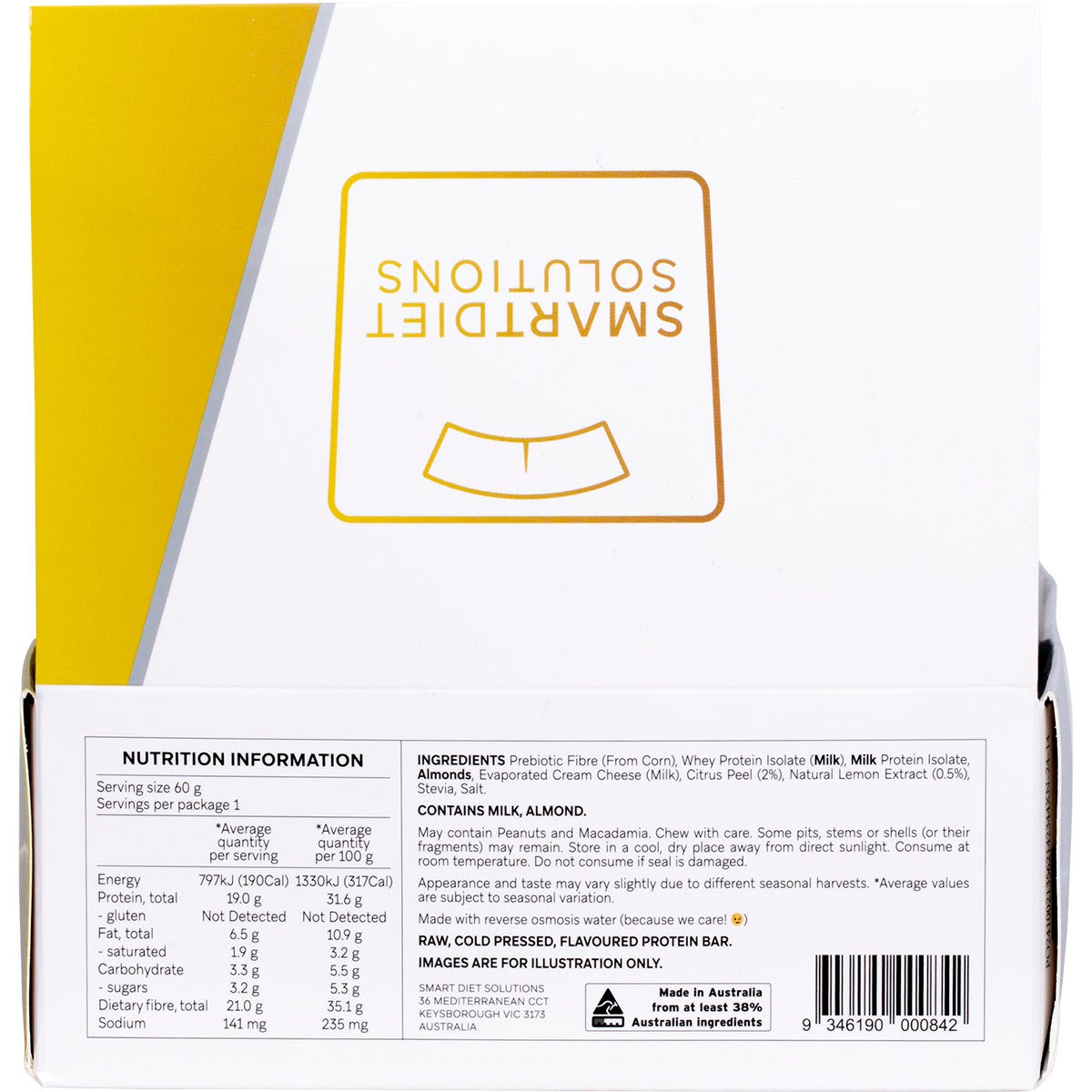 Smart Protein Bar Lemon Tart Flavour Protein Bar 12x60g - Smart Protein Bar