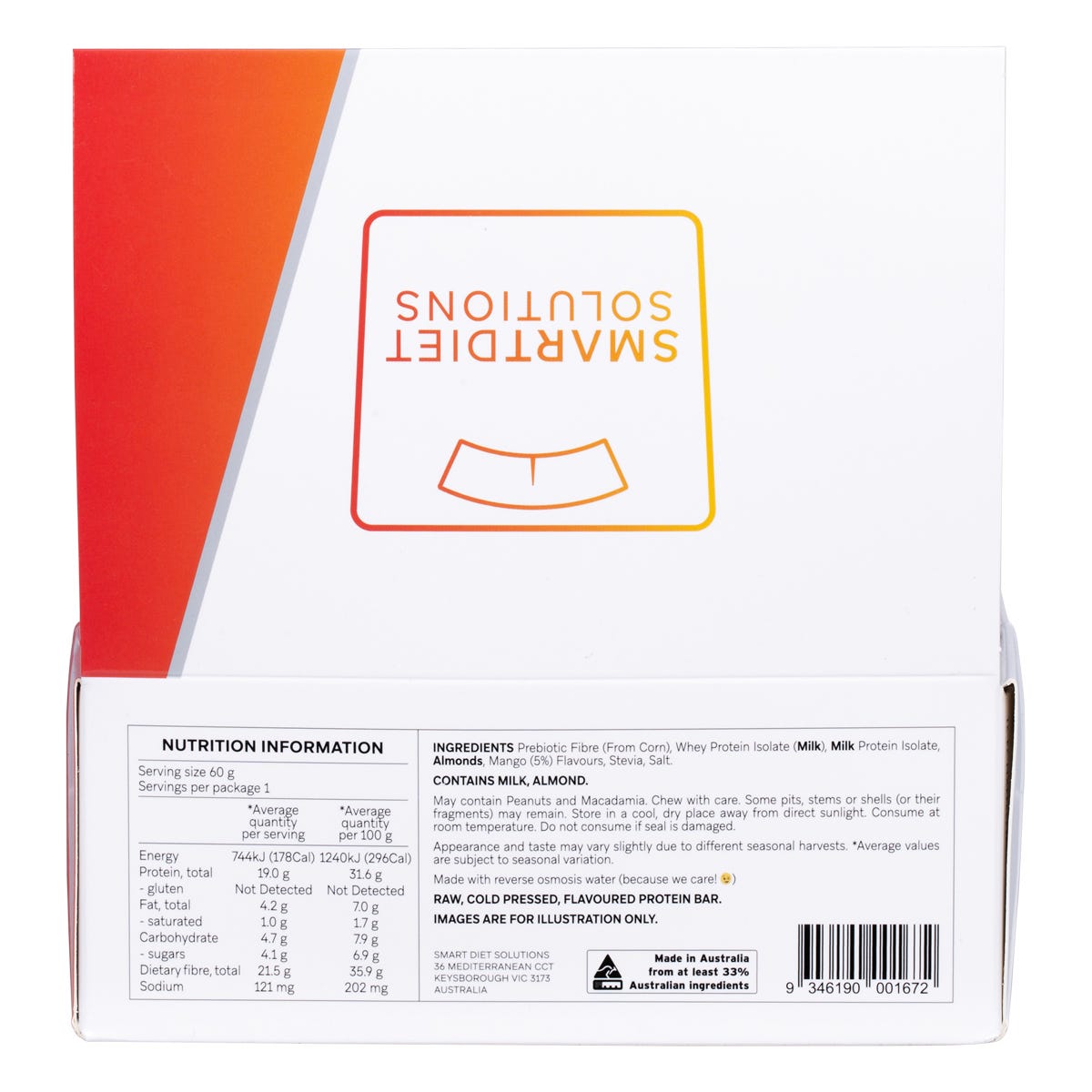 Smart Protein Bar Mango Cream Flavour Protein Bar 12x60g - Smart Protein Bar