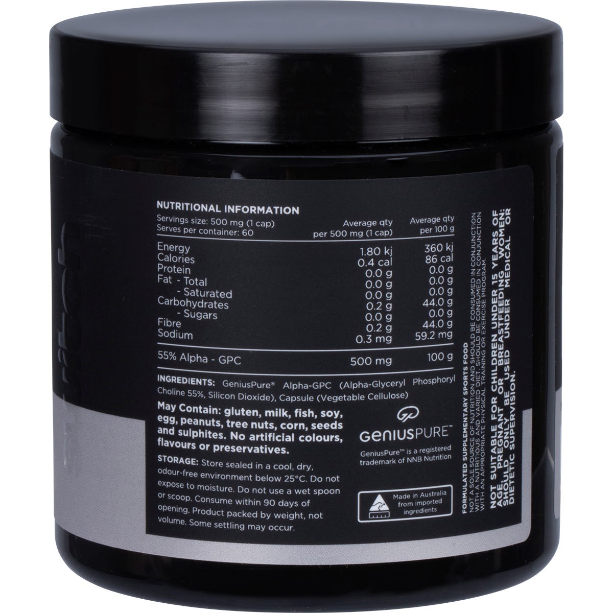 Switch Nutrition Alpha GPC L-Alpha Glycerylphosphorylcholine 60 Caps - Switch Nutrition