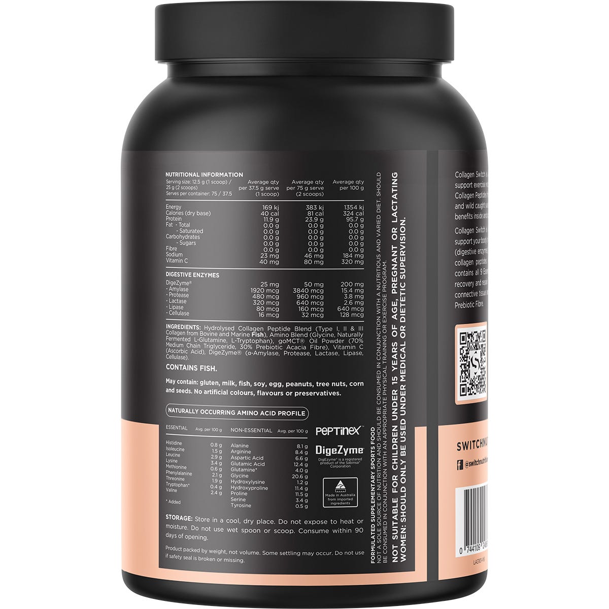 Switch Nutrition Hydrolysed Collagen Protein Unflavoured 938g - Switch Nutrition