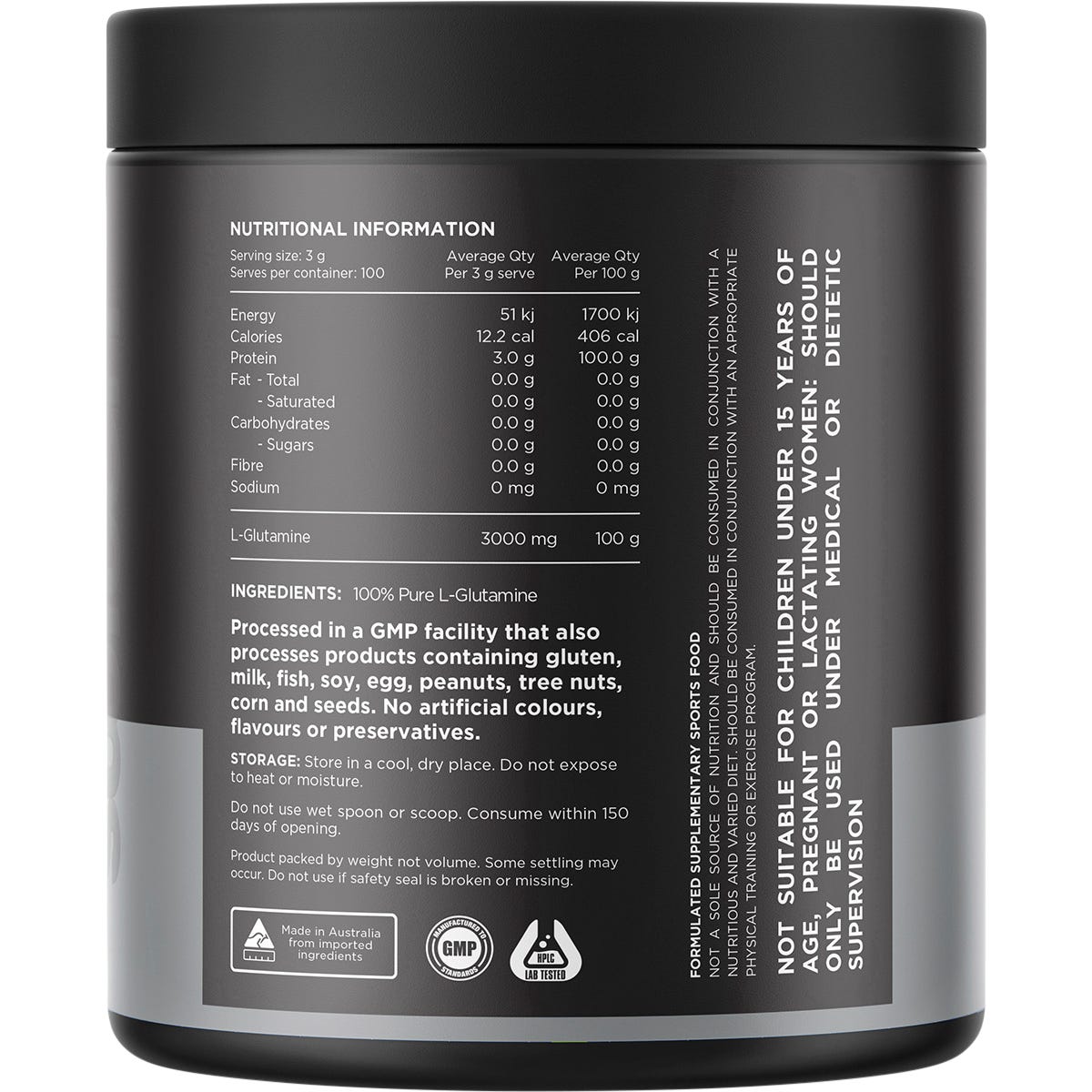 Switch Nutrition Glutamine 100% Pure L- Glutamine Unflavoured 300g - Switch Nutrition