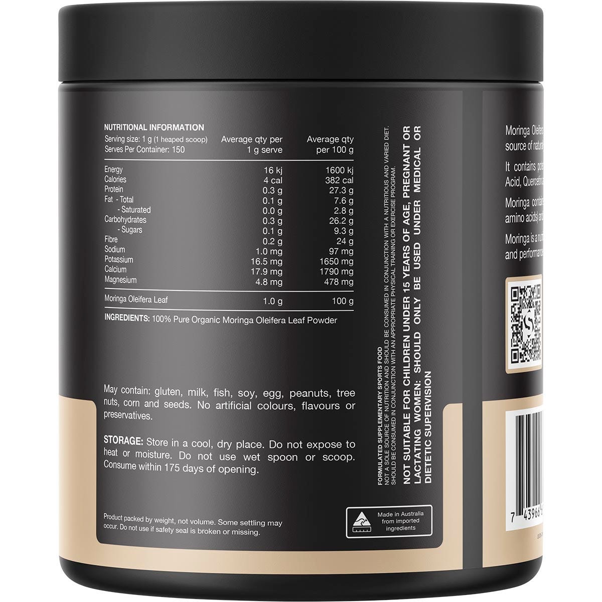 Switch Nutrition Moringa 100% Pure Organic Moringa Oleifera Unflavoured 150g - Switch Nutrition