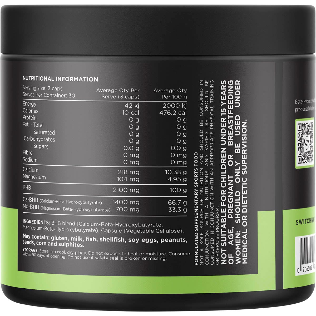 Switch Nutrition BHB Beta-Hydroxybutyrate 90 Caps - Switch Nutrition