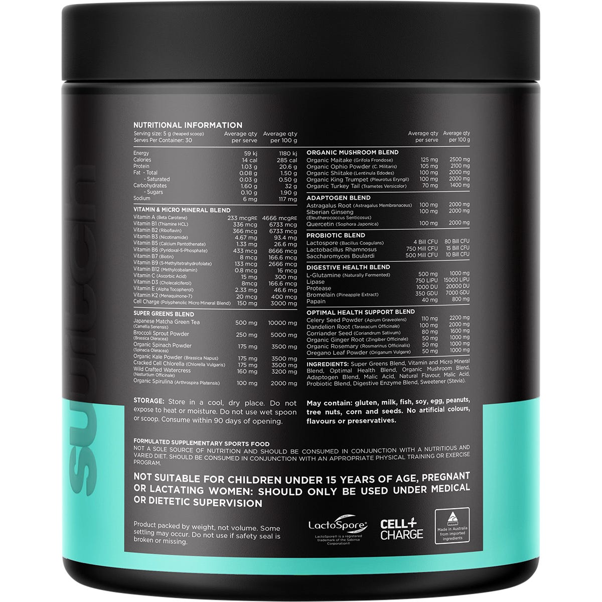 Switch Nutrition Vitality Revitalising Greens Powder Granny Smith 150g - Switch Nutrition
