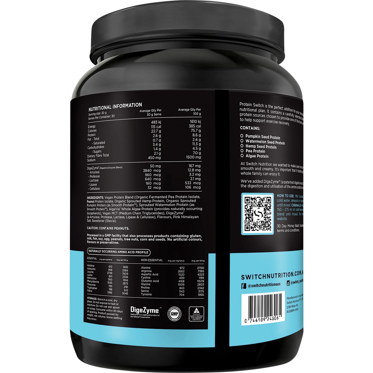 Switch Nutrition Protein Organic Sprouted Plant Peanut Butter Toffee 900g - Switch Nutrition