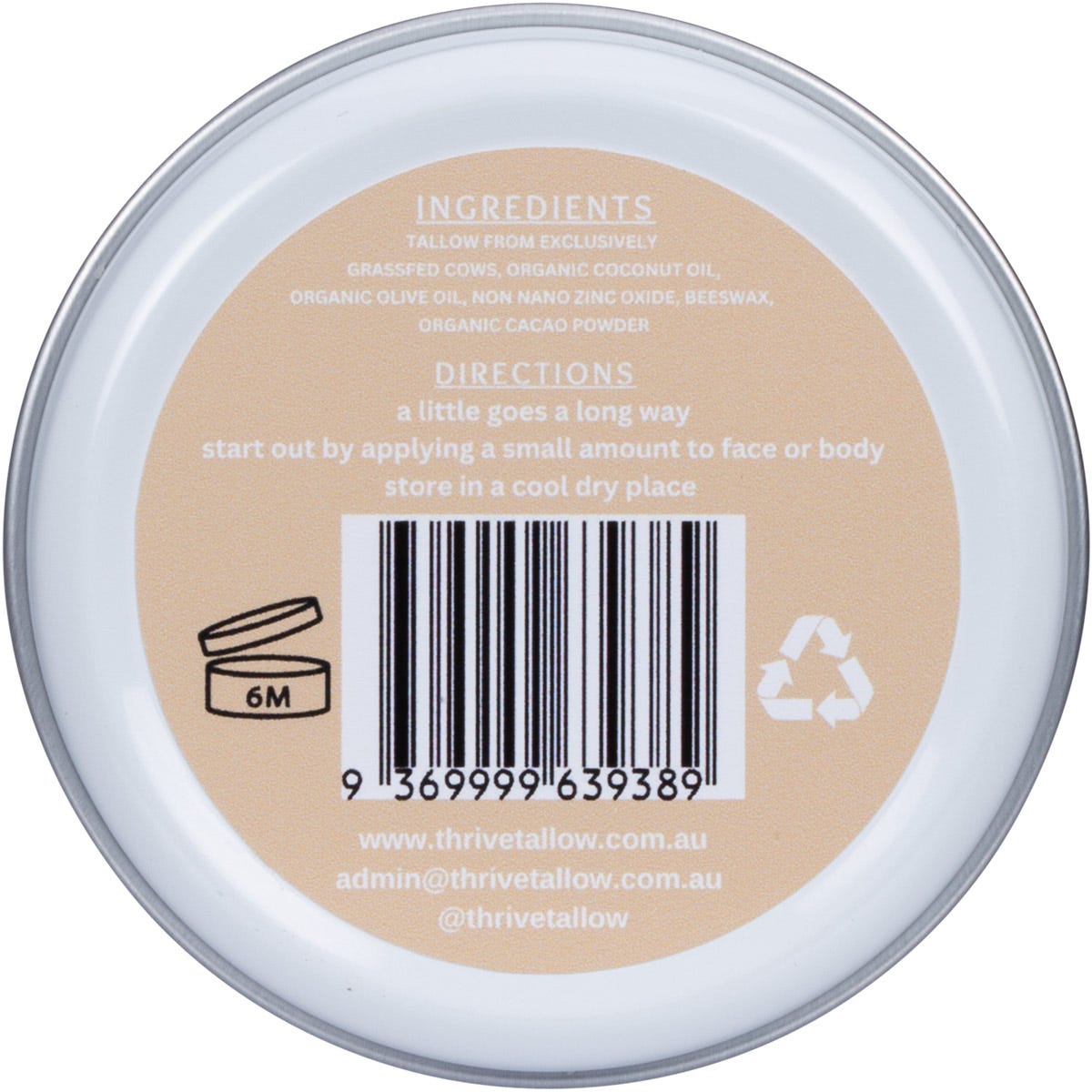 Thrive Tallow Tinted Sun Balm with Zinc 70ml - Thrive Tallow