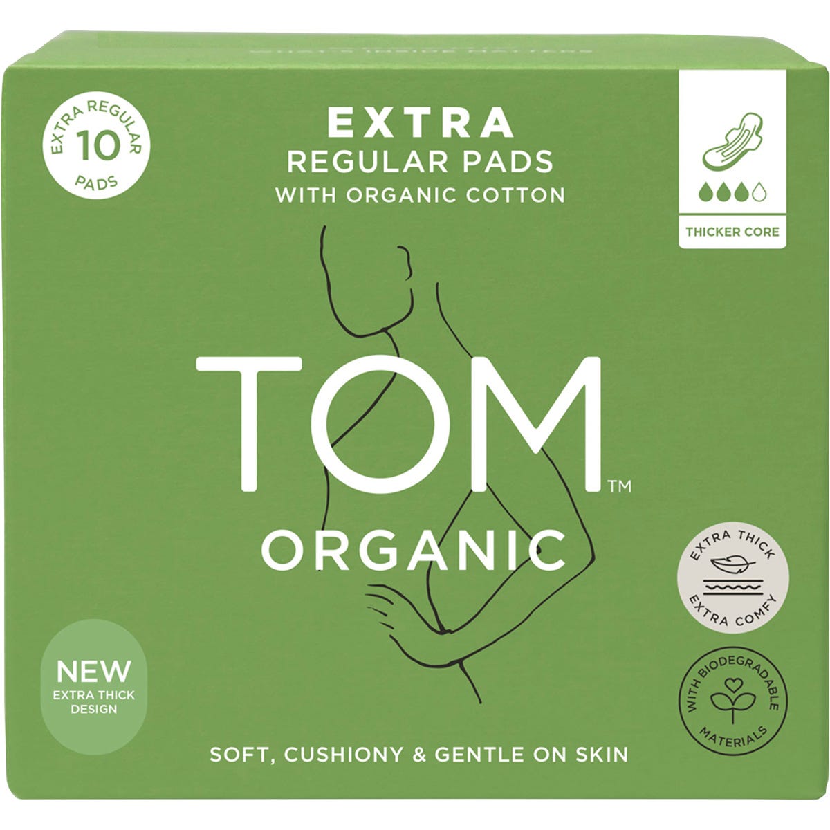 TOM Organic Pads Extra Regular 4x10pk - TOM Organic
