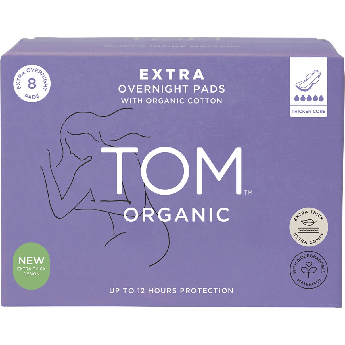 TOM Organic Pads Extra Overnight 4x8pk - TOM Organic