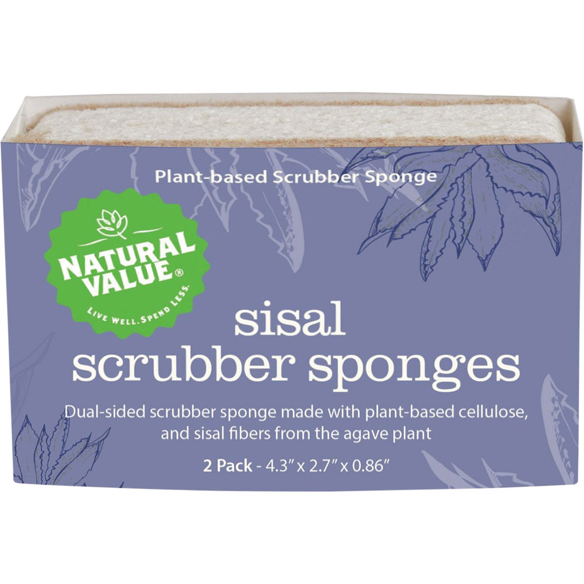 Natural Value Sisal Scrubber Sponge 2pk - Natural Value