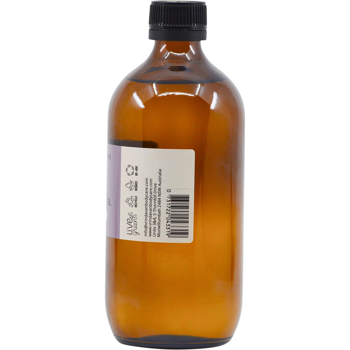 Vrindavan Castor Oil 100% Natural - Amber Glass Bottle 500ml - Vrindavan