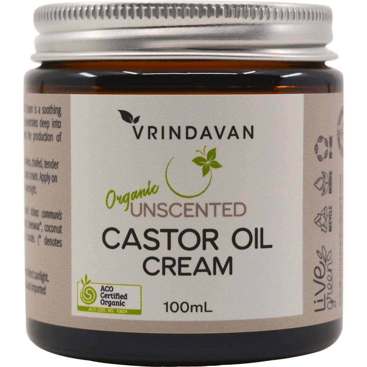 Vrindavan Castor Oil Cream Unscented 100ml - Vrindavan
