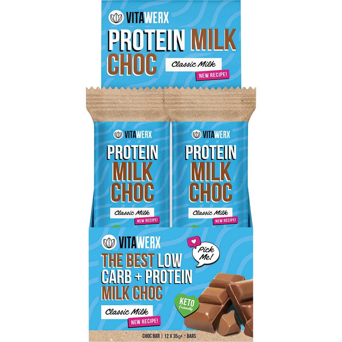 Vitawerx Protein Milk Choc Bar 12x35g - Vitawerx