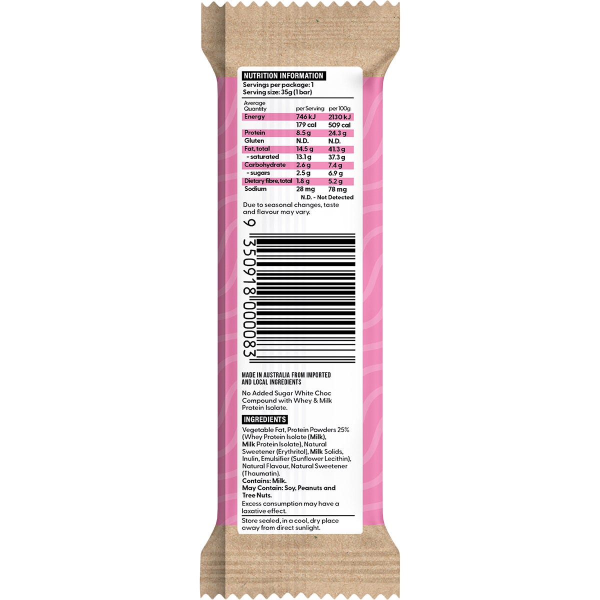 Vitawerx Protein White Choc Bar 12x35g - Vitawerx