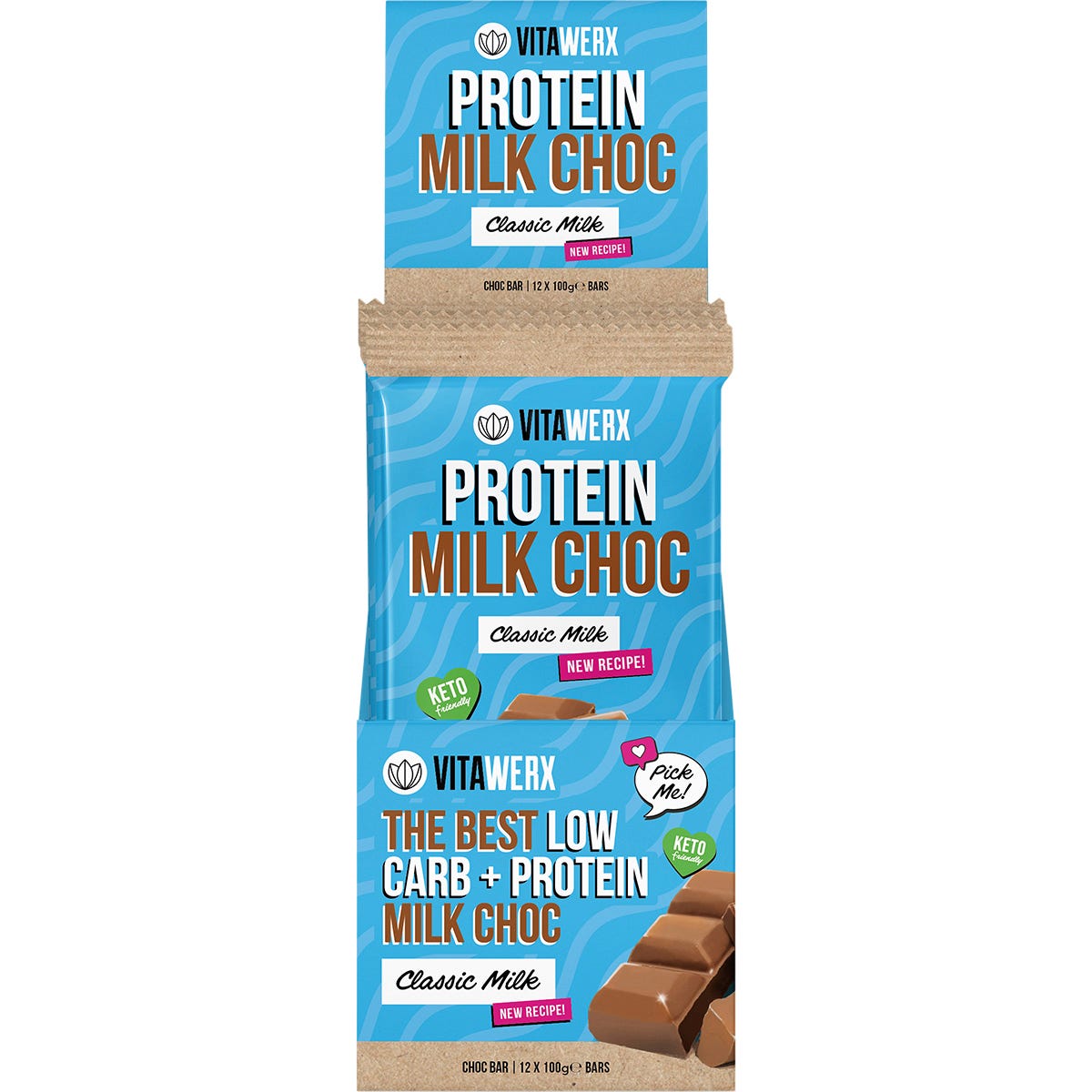 Vitawerx Protein Milk Choc Bar 12x100g - Vitawerx