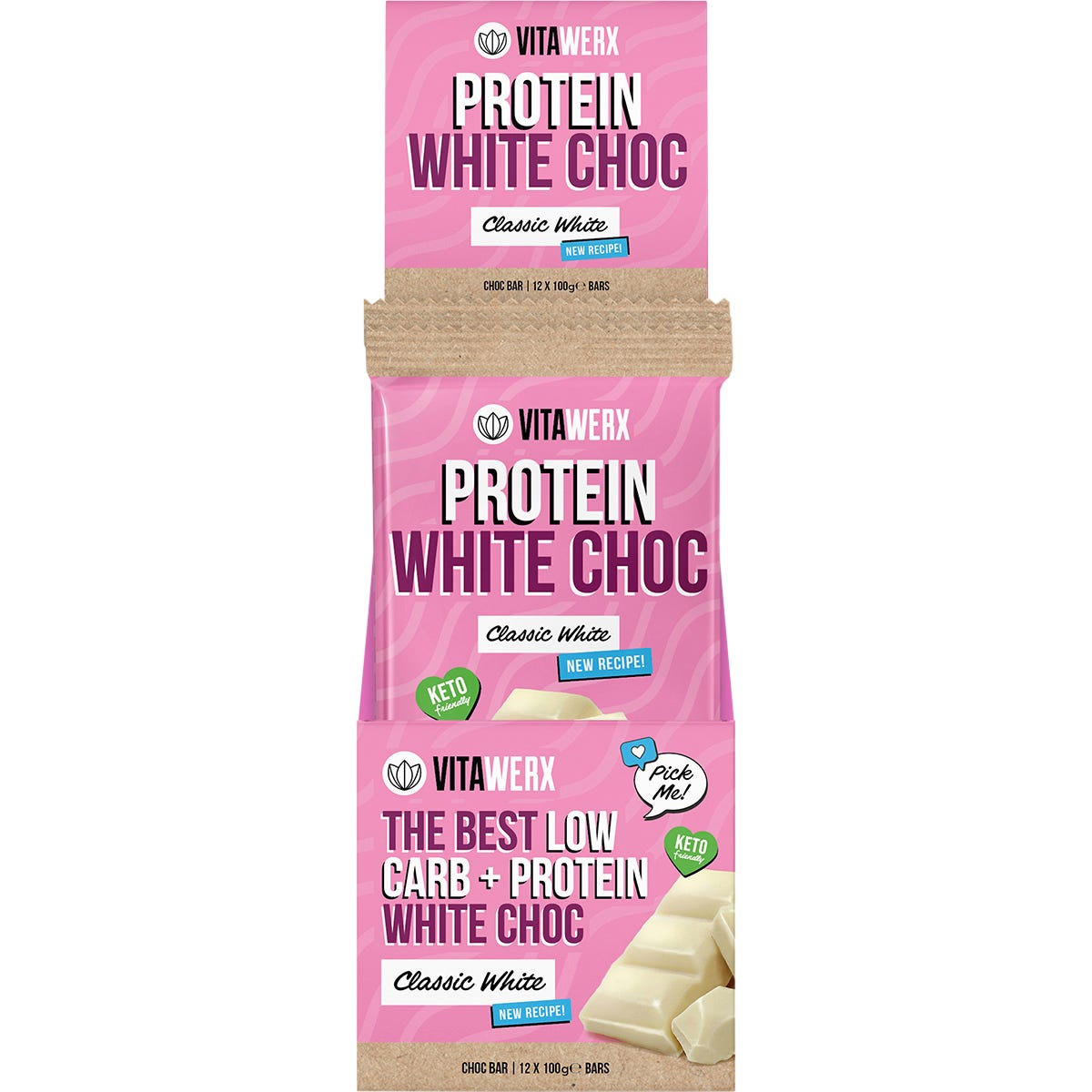 Vitawerx Protein White Choc Bar 12x100g - Vitawerx