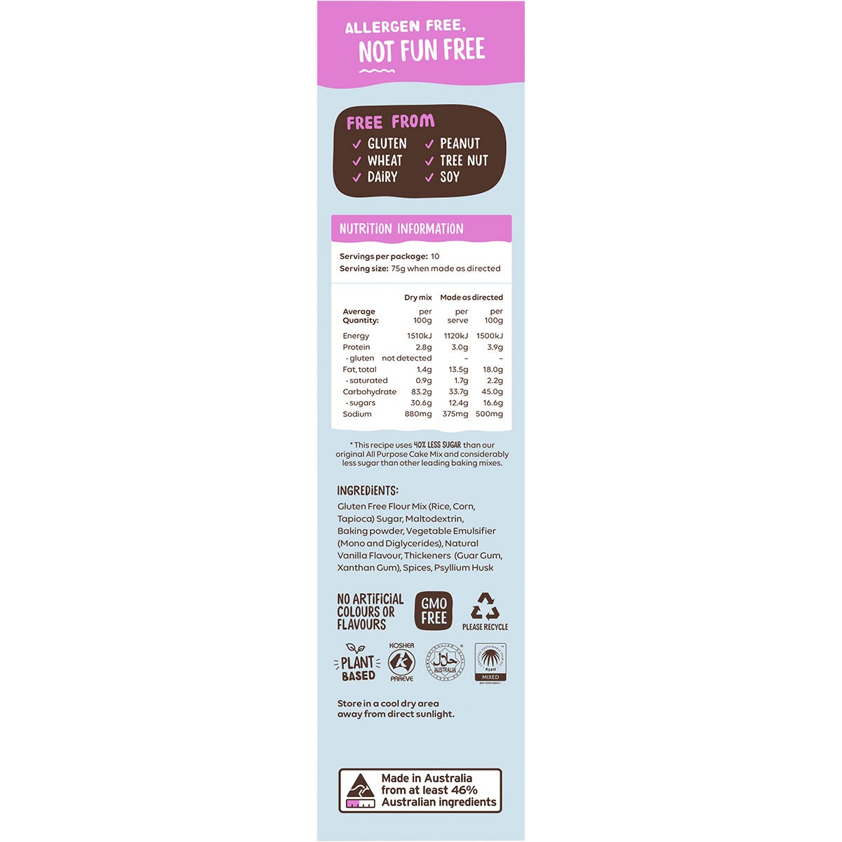 Well & Good All Purpose Cake Mix 40% Less Sugar 400g - Well & Good