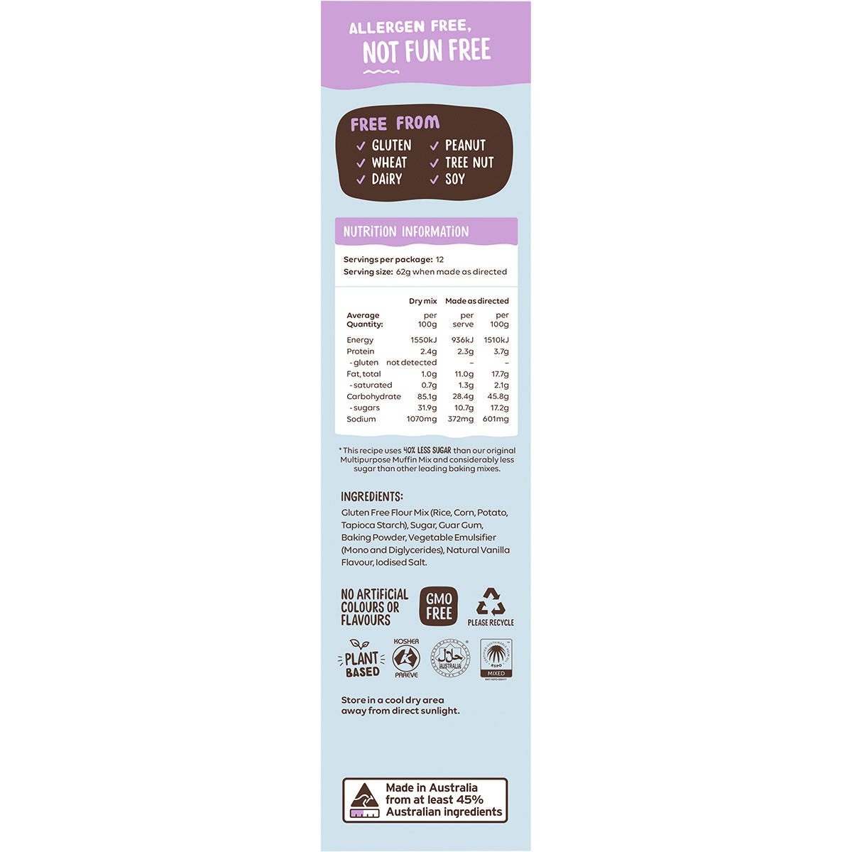 Well & Good Multipurpose Muffin Mix 40% Less Sugar 400g - Well & Good