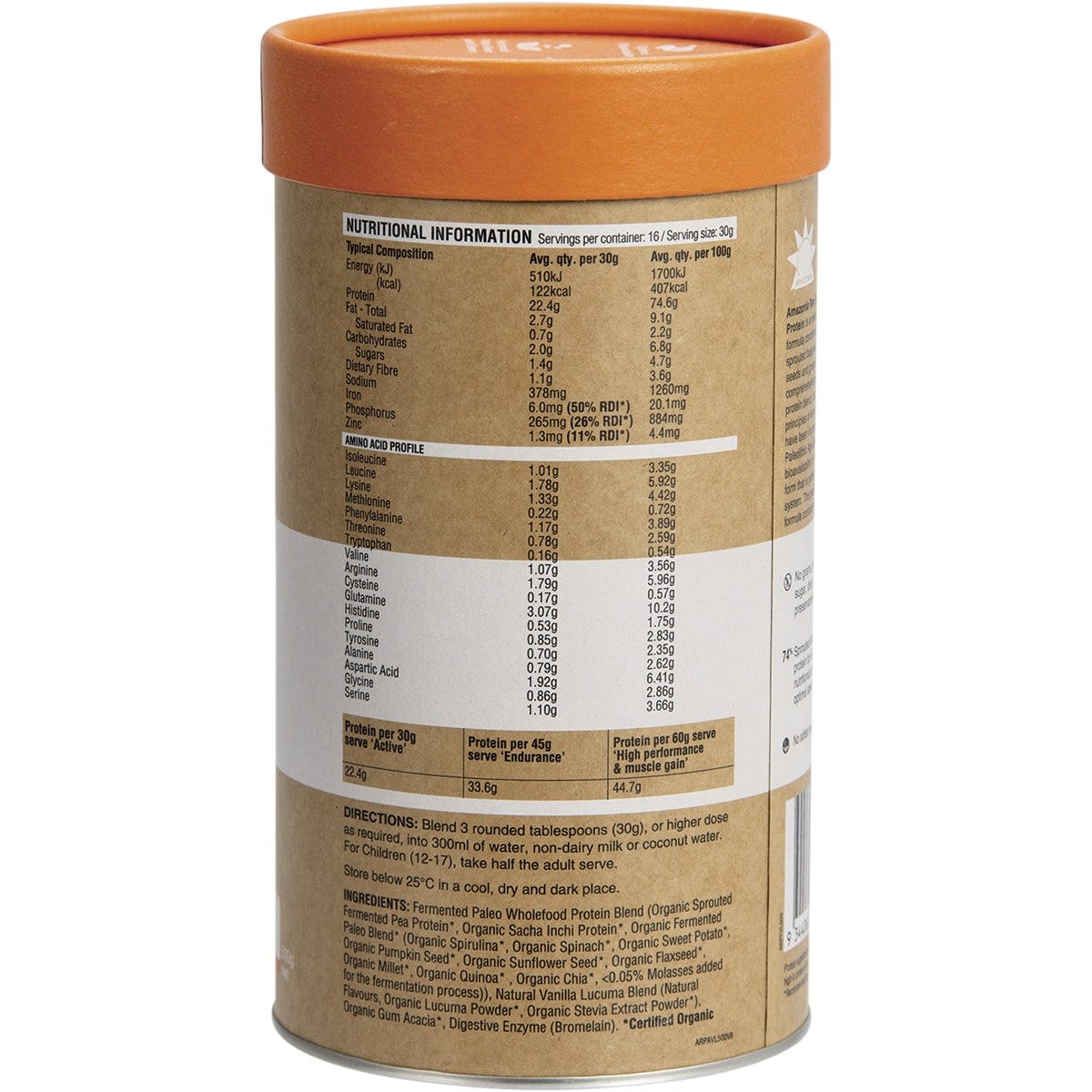 Amazonia Raw Protein Paleo Fermented Vanilla Lucuma 500g