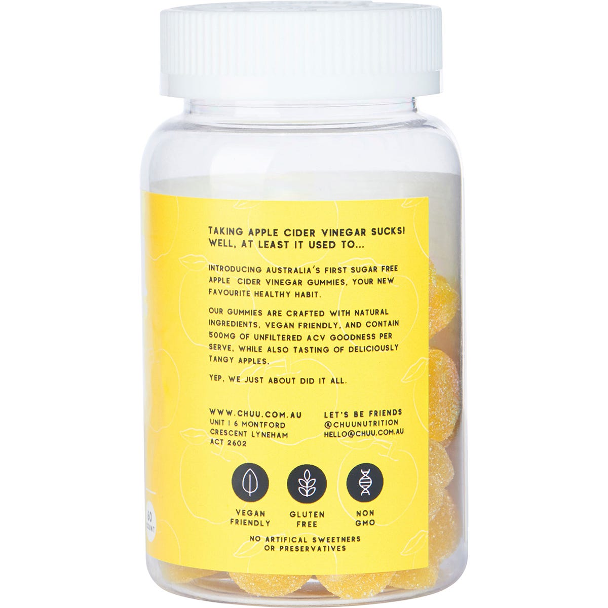 Chuu Nutrition Apple Cider Vinegar Gummies Sugar Free 60pcs