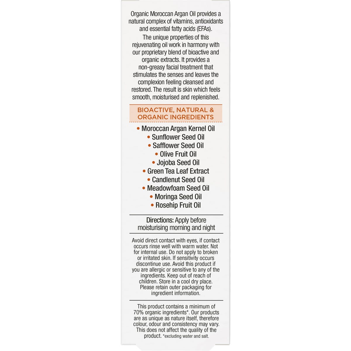 Dr Organic Facial Oil Organic Moroccan Argan Oil 30ml