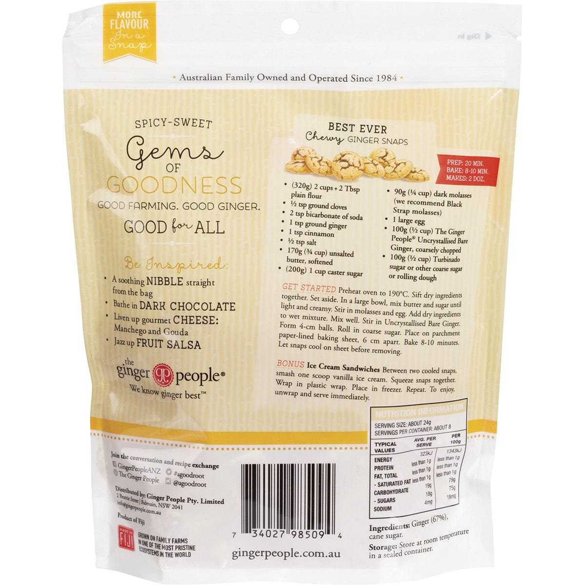 The Ginger People Uncrystallised Bare Ginger 6x200g
