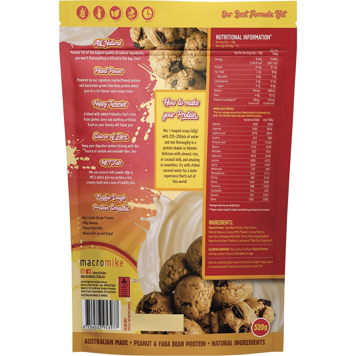 MACRO MIKE Peanut Plant Protein Cookie Dough 520g