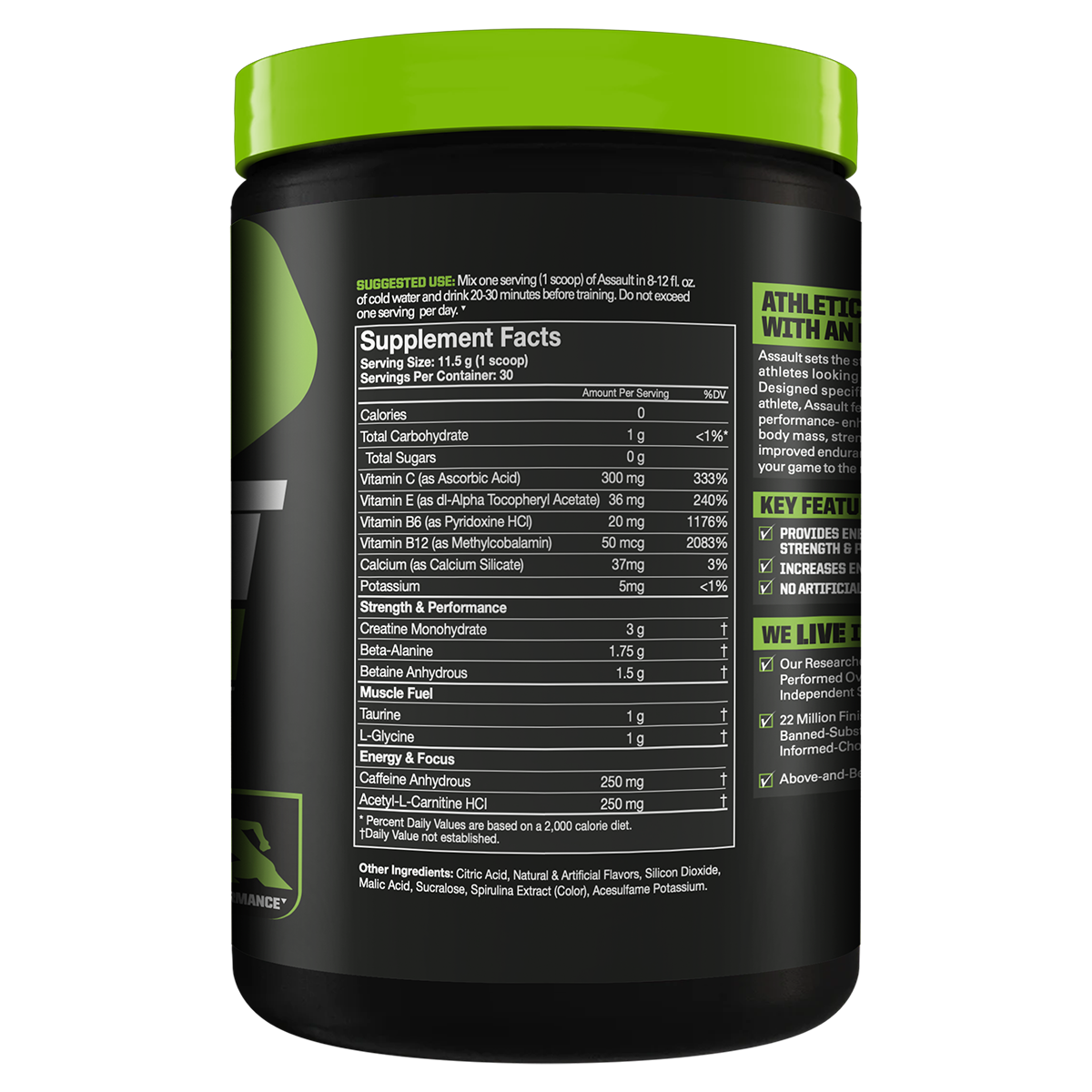 MusclePharm, Assault Energy + Strength, Blue Raspberry, 12.17 oz (345 g)