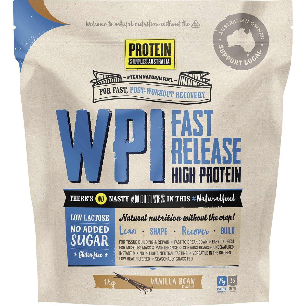 Protein Supplies Australia WPI Whey Protein Isolate Vanilla 1kg
