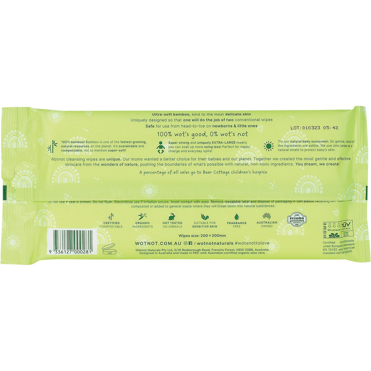 Wotnot Baby Wipes for Case Refill Pack 100% Biodegradable 20pk