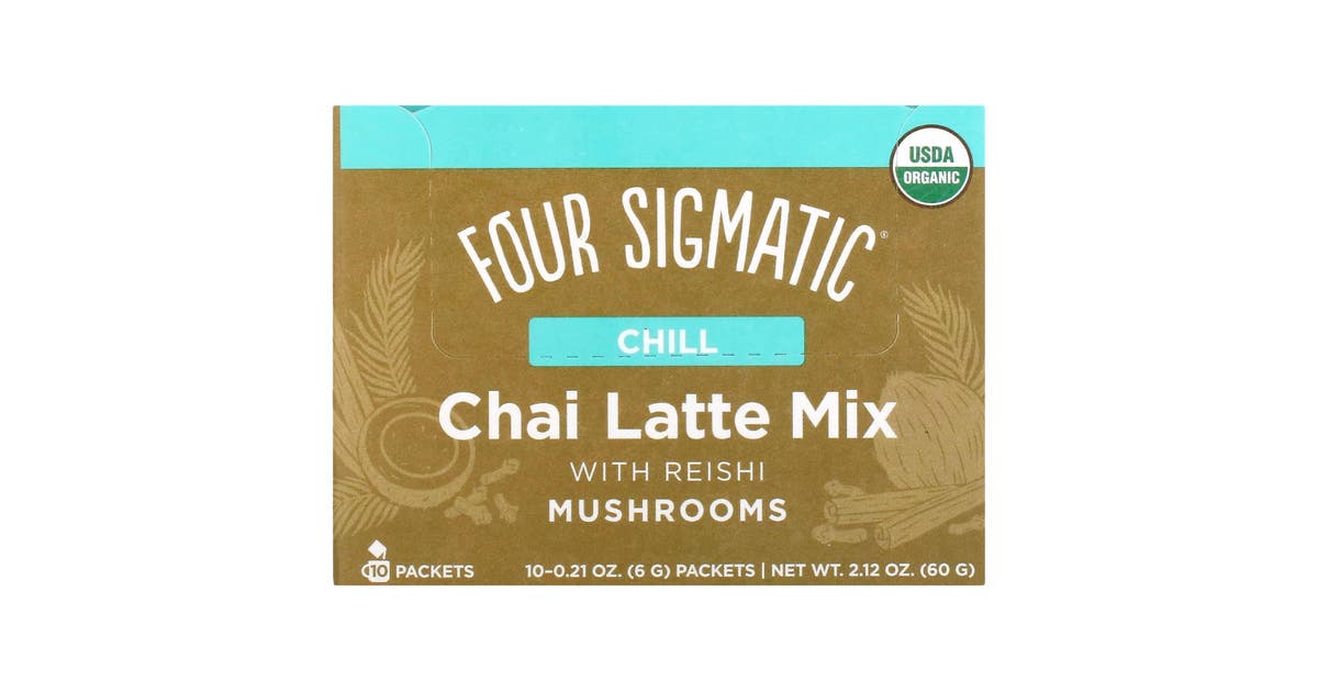 Four Sigmatic Calm Organic Chai Latte Mix with Reishi Mushroom Caffeine Free 10 Packets 6g Each