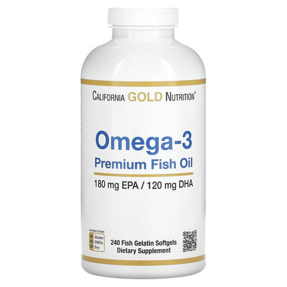 California Gold Nutrition, Omega-3 Premium Fish Oil, 180 EPA / 120 DHA