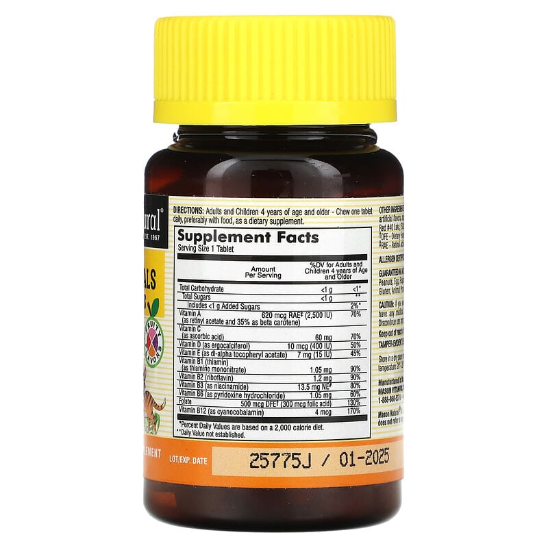 Mason Natural, Little Animals Multivitamins, Fruity, 60 Chewables