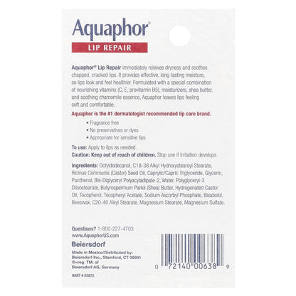 Aquaphor Lip Repair Immediate Relief Fragrance Free 10 ml