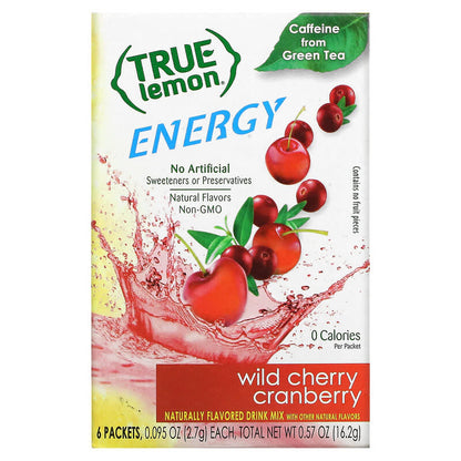 True Citrus True Lemon Energy Wild Cherry Cranberry 6 Packets (2.7 g) Each