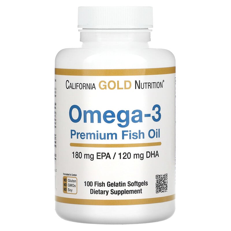 California Gold Nutrition, Omega-3 Premium Fish Oil, 180 EPA / 120 DHA