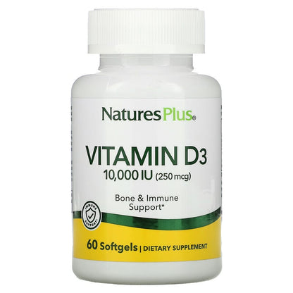 NaturesPlus Vitamin D3 10,000 IU (250 mcg) 60 Softgels